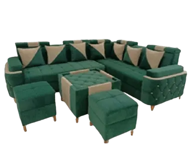  CORIAN SOFA +7 SEATER +2 PUFFY+ CENTER TABLE