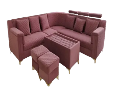 LEO SOFA-7 SEATER WITH HEADREST+2 PUFFY+CENTER TABLE