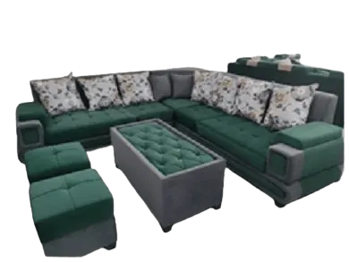 REO SOFA - 7 SEATER+2 PUFFY + CENTER TABLE